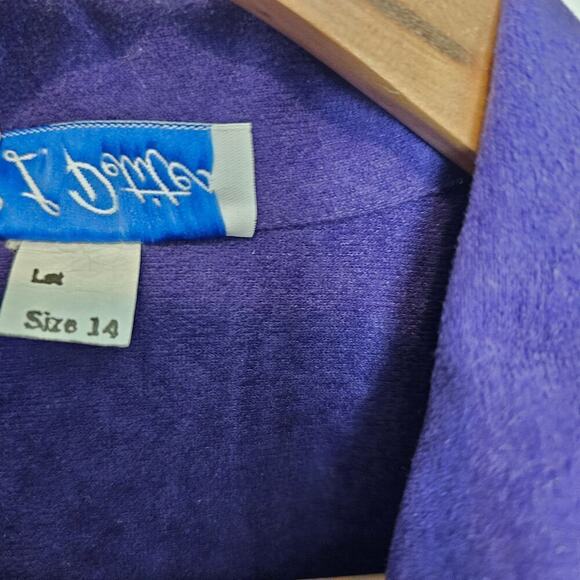 Vintage 80s Shirt Dress Womens Size 14 Purple Faux Suede Cottagecore Preppy - Picture 8 of 13